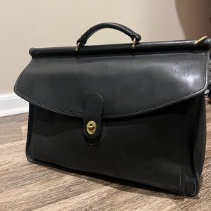 90's Vintage Coach 5266 Beekman Vintage Black Leather Briefcase, Messenger Bag